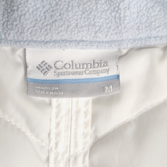 Columbia Vest Icy Blue Fleece Ivory Lightweight Full-Zip Side Pockets Medium 💙 - Picture 4 of 6